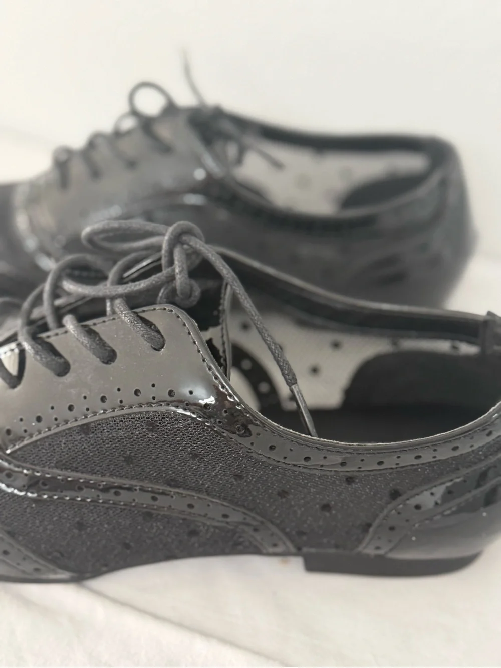 Black Patent Brogue Oxford Flats